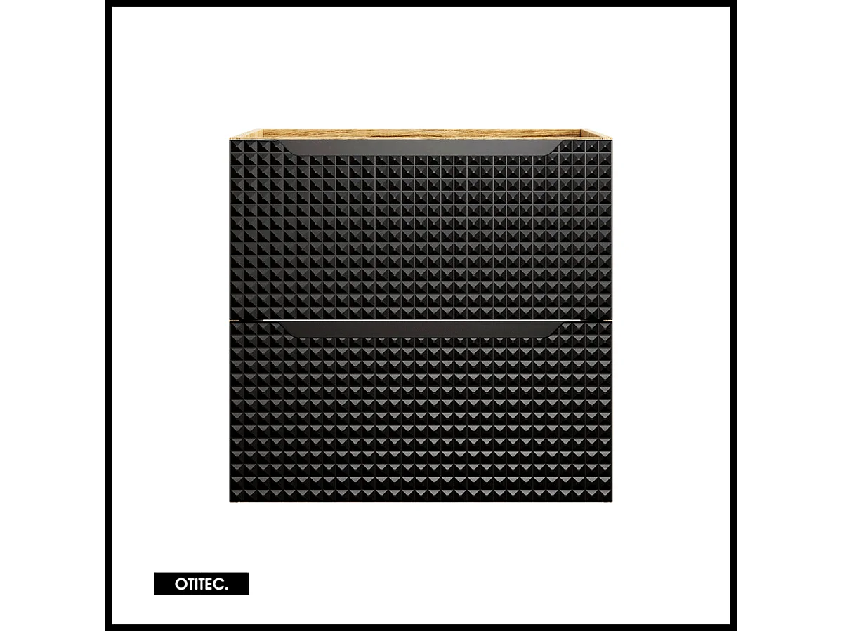 Meuble sous vasque de 60 cm - Noir - 2 tiroirs - SETTA