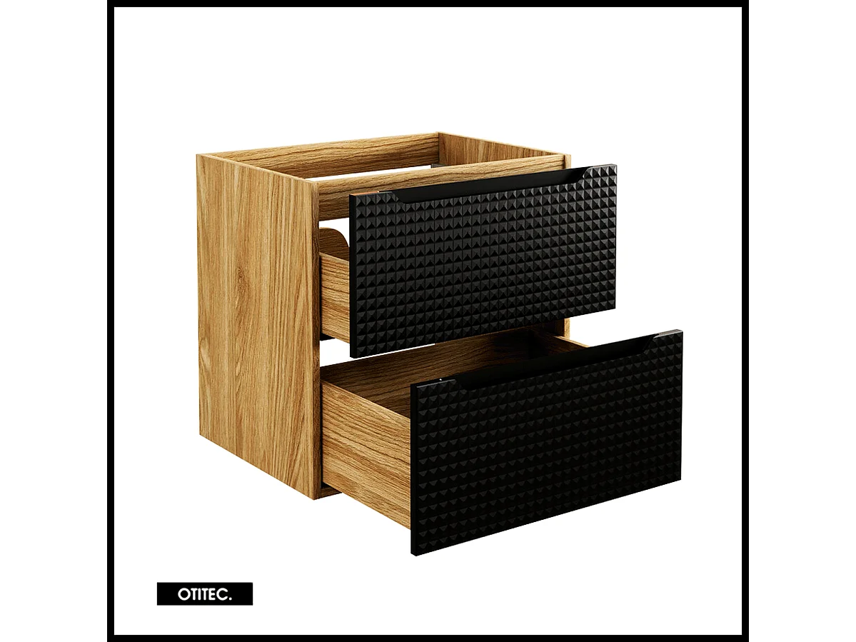 Meuble sous vasque de 60 cm - Noir - 2 tiroirs - SETTA