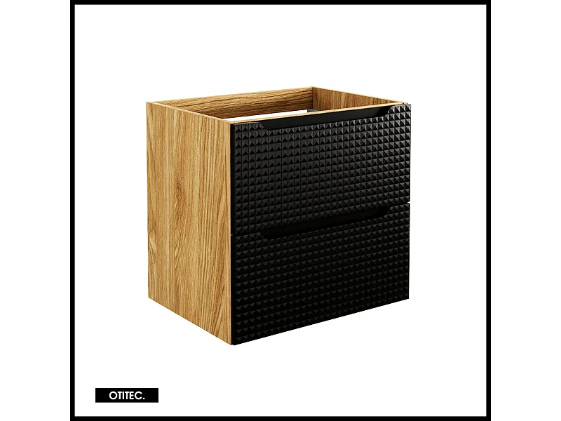 Meuble sous vasque de 60 cm - Noir - 2 tiroirs - SETTA