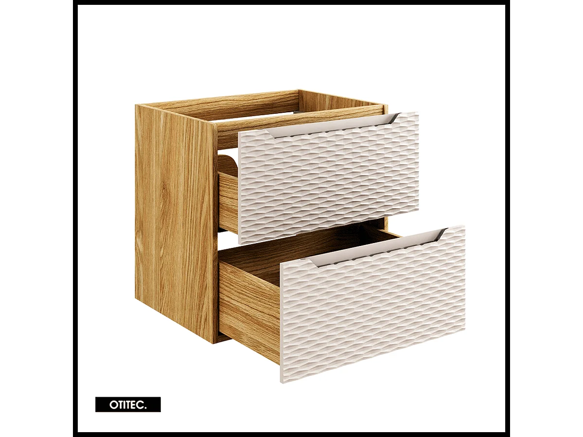 Meuble sous vasque de 60 cm - Beige - 2 tiroirs - SEA