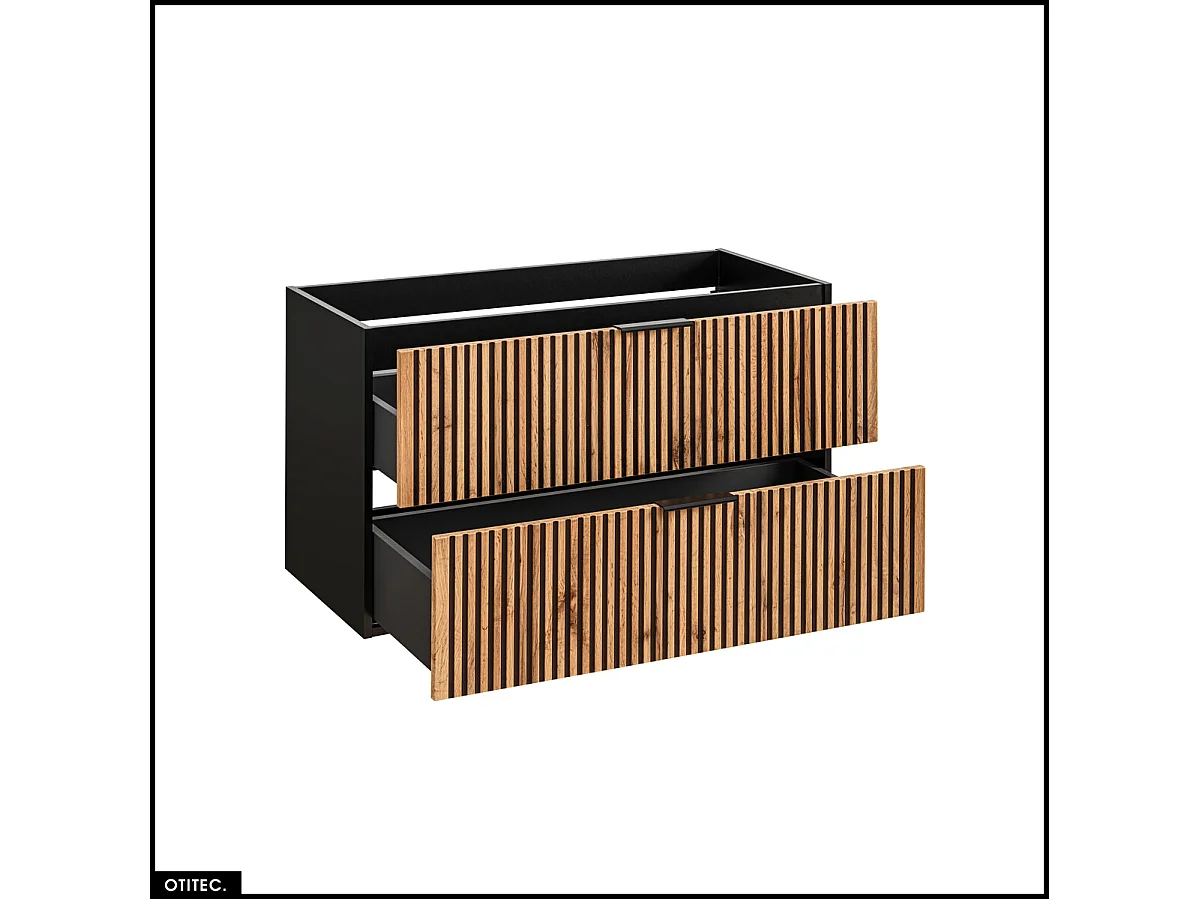 Meuble sous vasque - 100 cm - 2 tiroirs - Chêne - WOTANIA