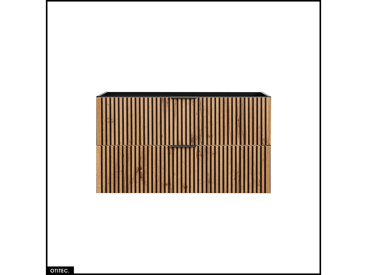 Meuble sous vasque - 100 cm - 2 tiroirs - Chêne - WOTANIA