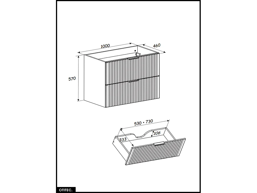 Meuble sous vasque - 100 cm - 2 tiroirs - Chêne - WOTANIA