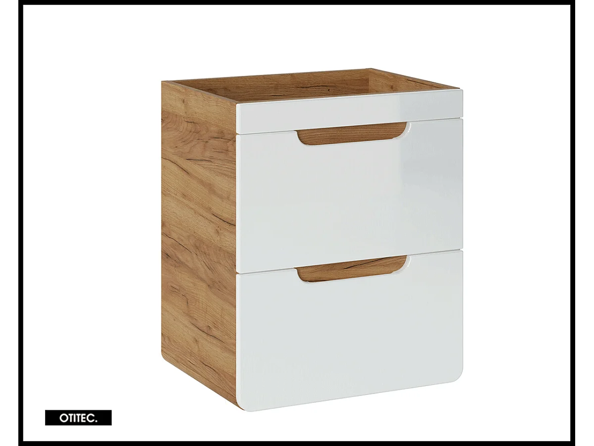 Meuble sous vasque de 50 cm - Blanc - 2 tiroirs - PASTI