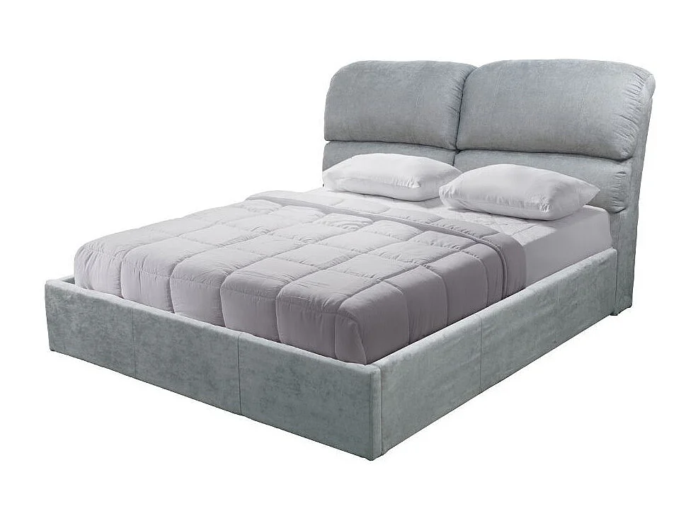 Letto matrimoniale contenitore Sofaback in tessuto grigio chiaro 178x222x120H