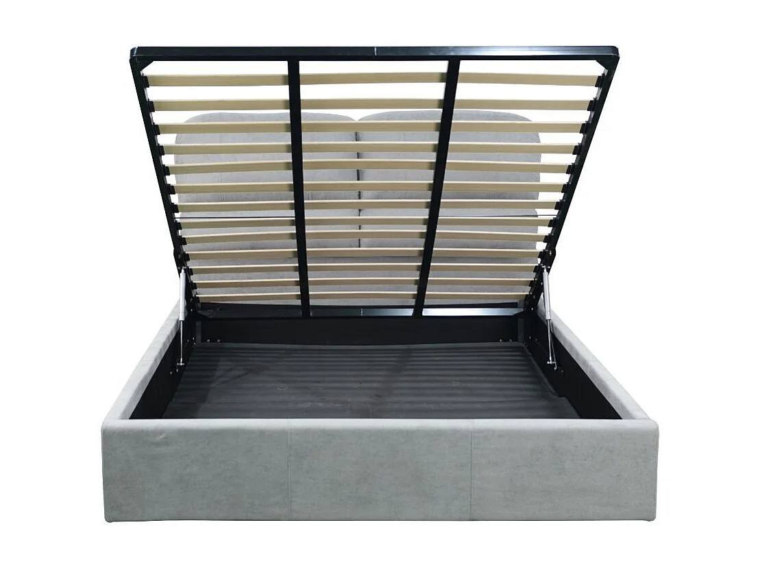 Letto matrimoniale contenitore Sofaback in tessuto grigio chiaro 178x222x120H