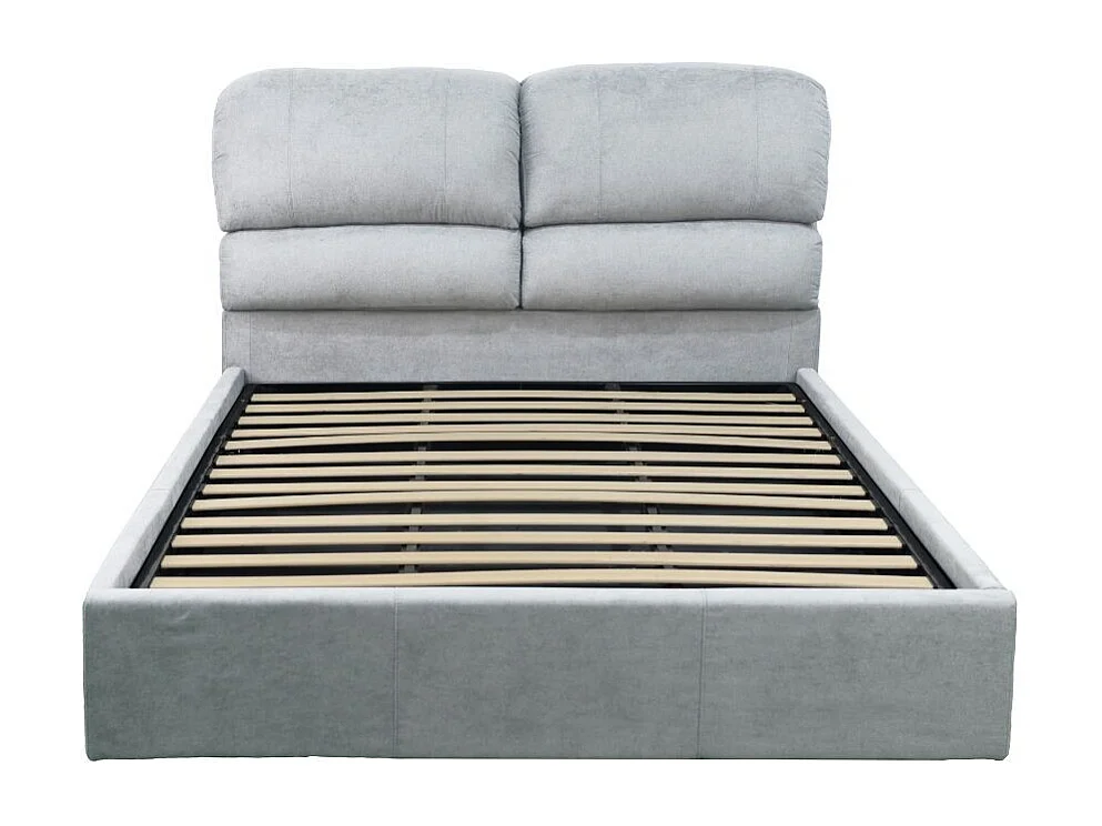 Letto matrimoniale contenitore Sofaback in tessuto grigio chiaro 178x222x120H