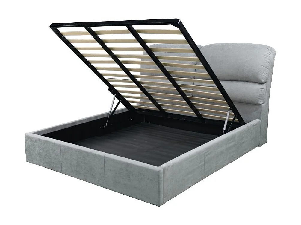 Letto matrimoniale contenitore Sofaback in tessuto grigio chiaro 178x222x120H