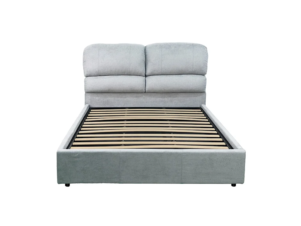 Letto matrimoniale contenitore Sofaback in tessuto grigio chiaro 178x222x120H