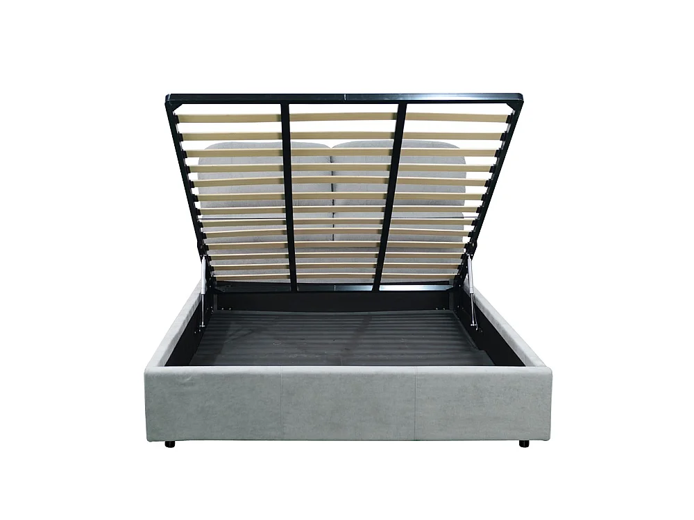 Letto matrimoniale contenitore Sofaback in tessuto grigio chiaro 178x222x120H