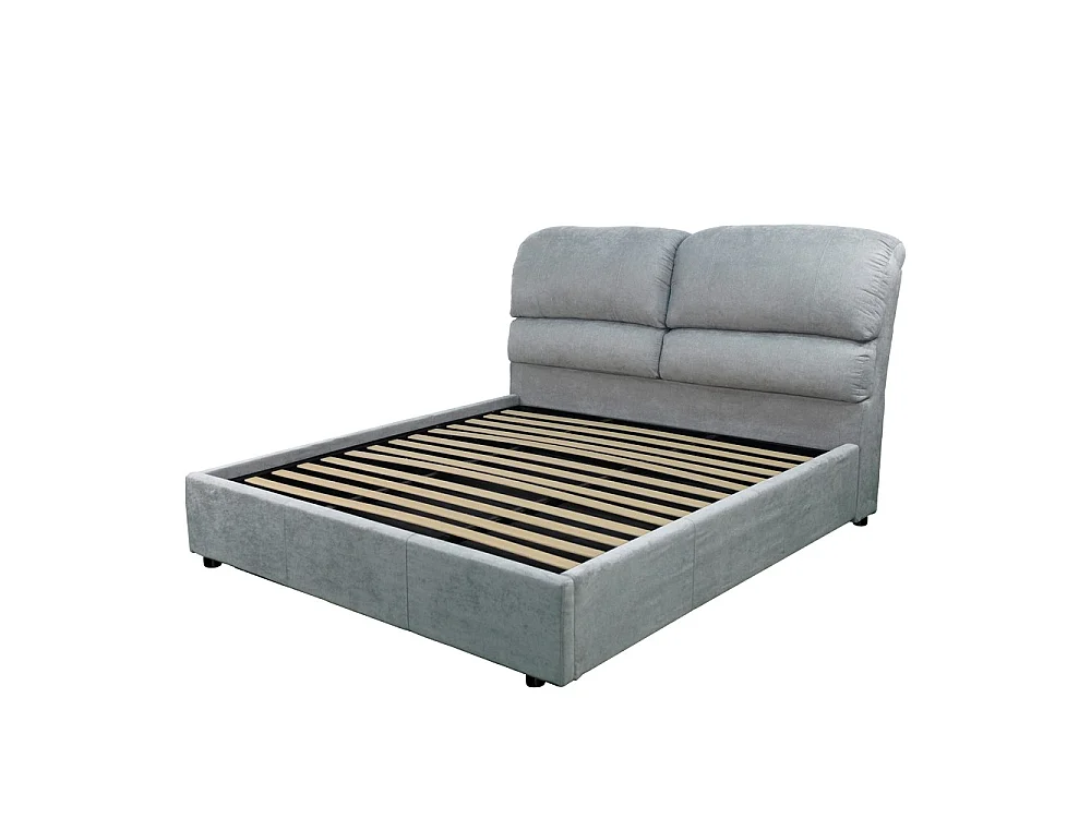 Letto matrimoniale contenitore Sofaback in tessuto grigio chiaro 178x222x120H