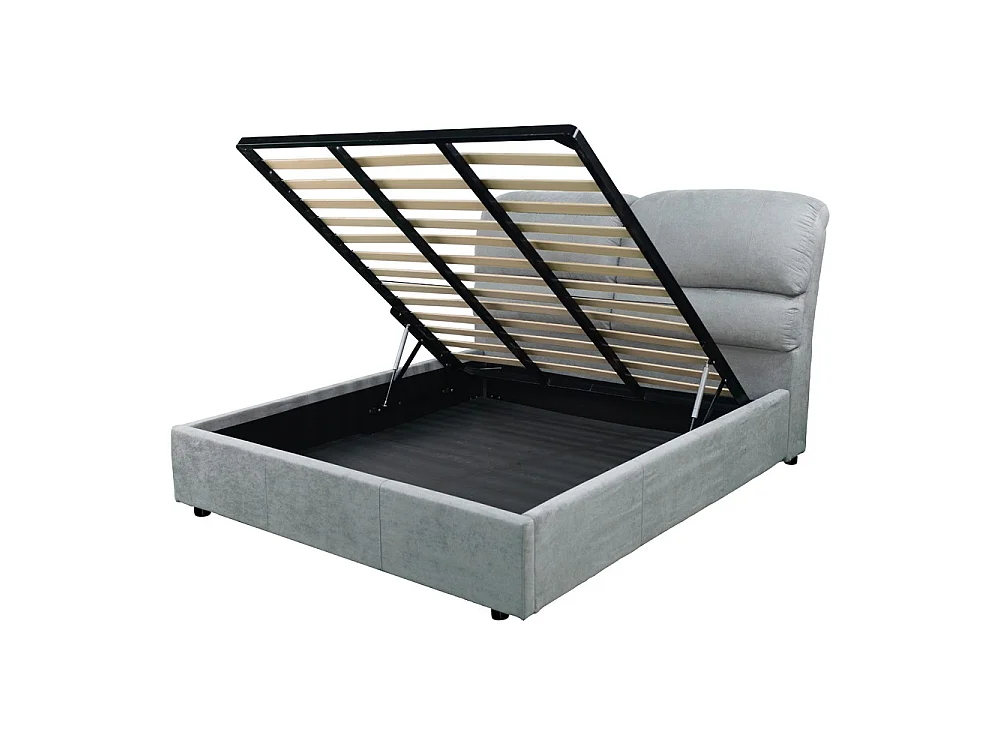 Letto matrimoniale contenitore Sofaback in tessuto grigio chiaro 178x222x120H
