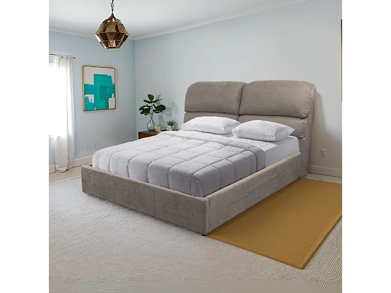 Letto matrimoniale contenitore Sofaback in tessuto tortora 178x222x120H