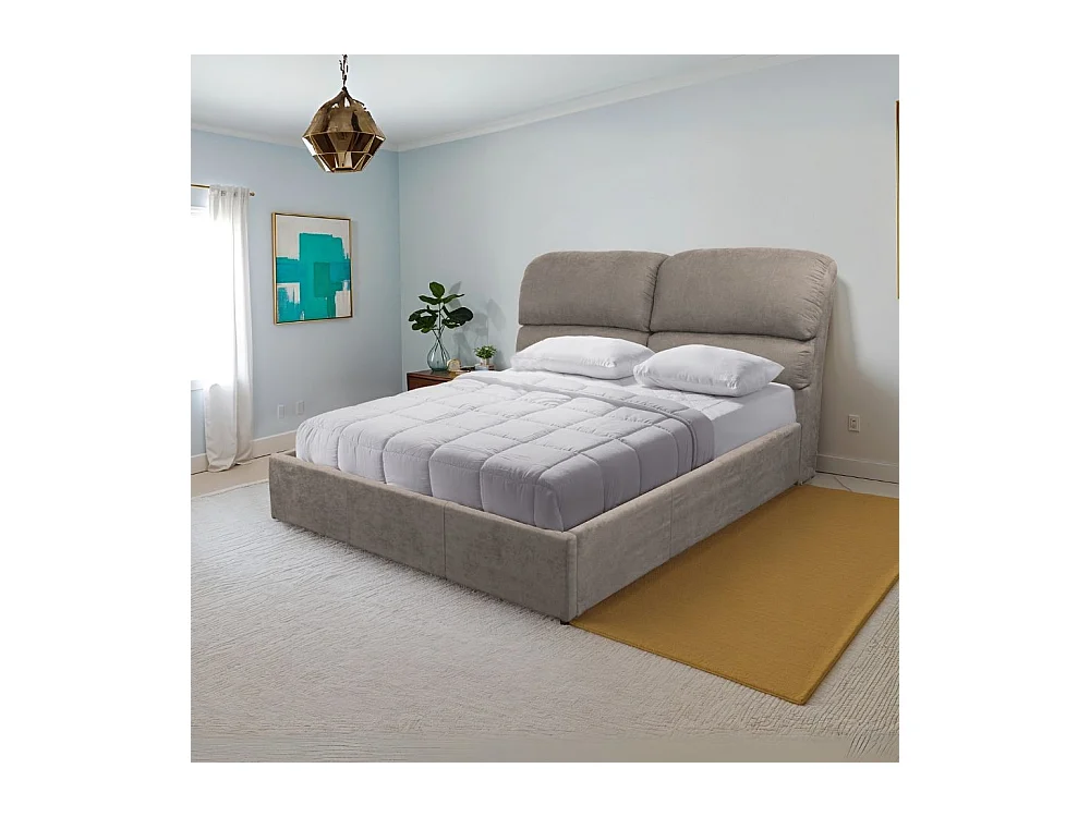 Letto matrimoniale contenitore Sofaback in tessuto tortora 178x222x120H