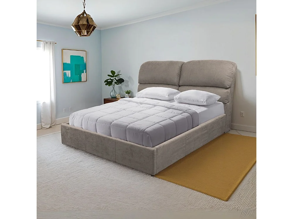 Letto matrimoniale contenitore Sofaback in tessuto tortora 178x222x120H