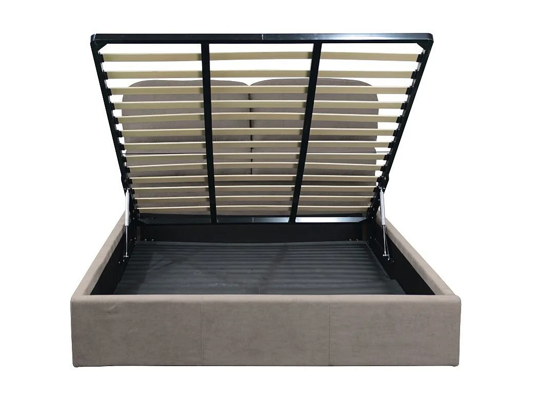 Letto matrimoniale contenitore Sofaback in tessuto tortora 178x222x120H