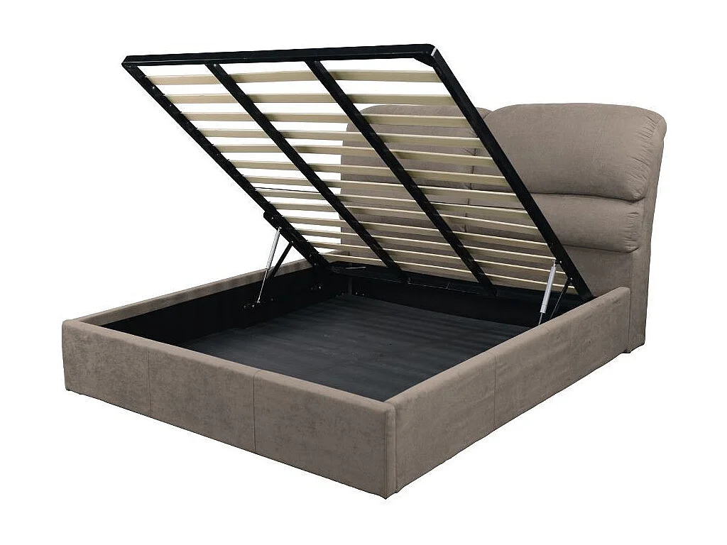 Letto matrimoniale contenitore Sofaback in tessuto tortora 178x222x120H