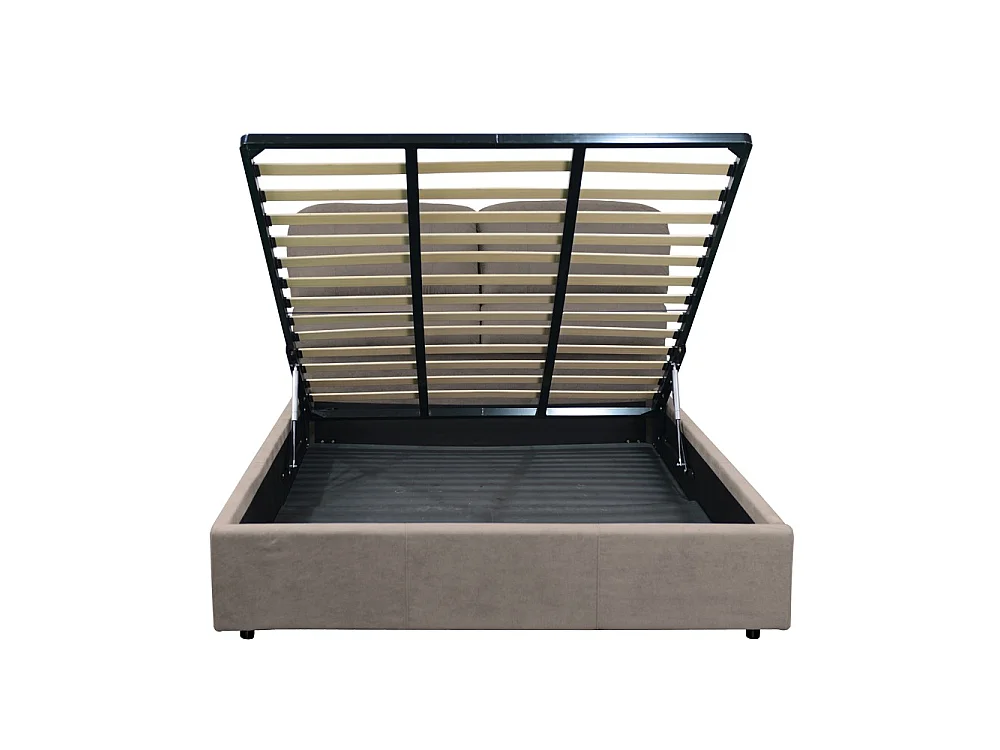 Letto matrimoniale contenitore Sofaback in tessuto tortora 178x222x120H