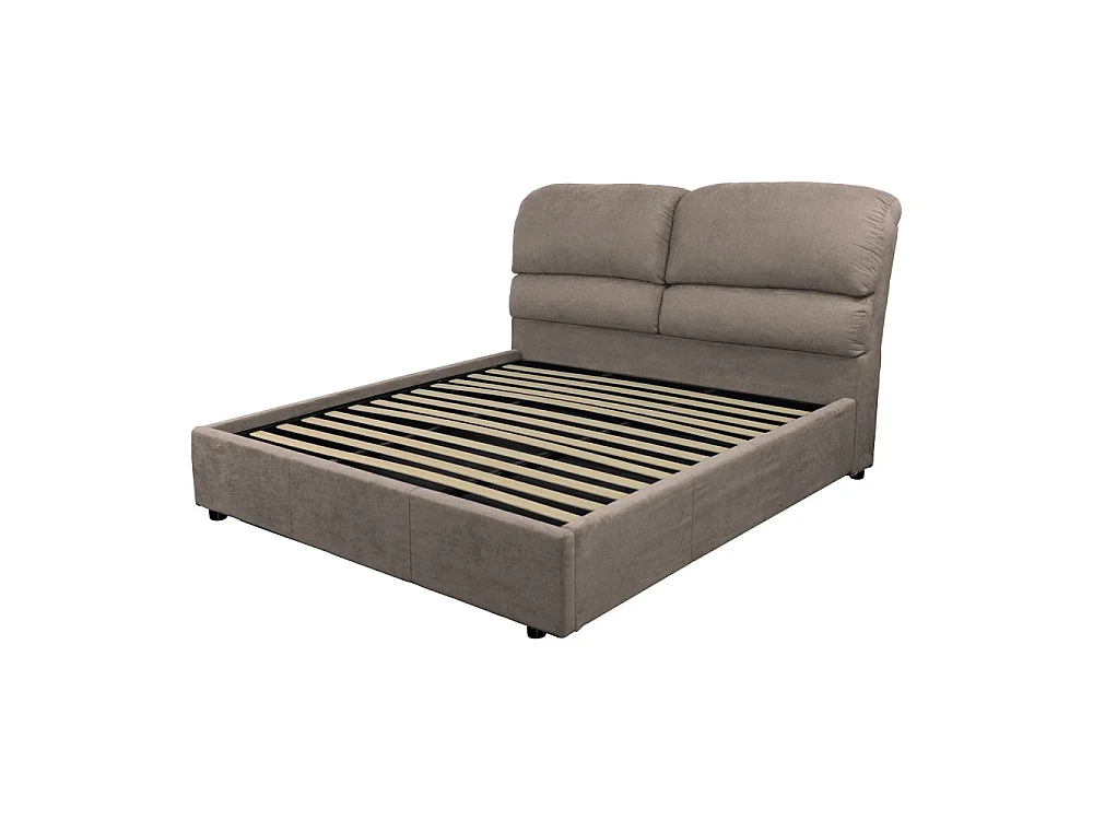 Letto matrimoniale contenitore Sofaback in tessuto tortora 178x222x120H