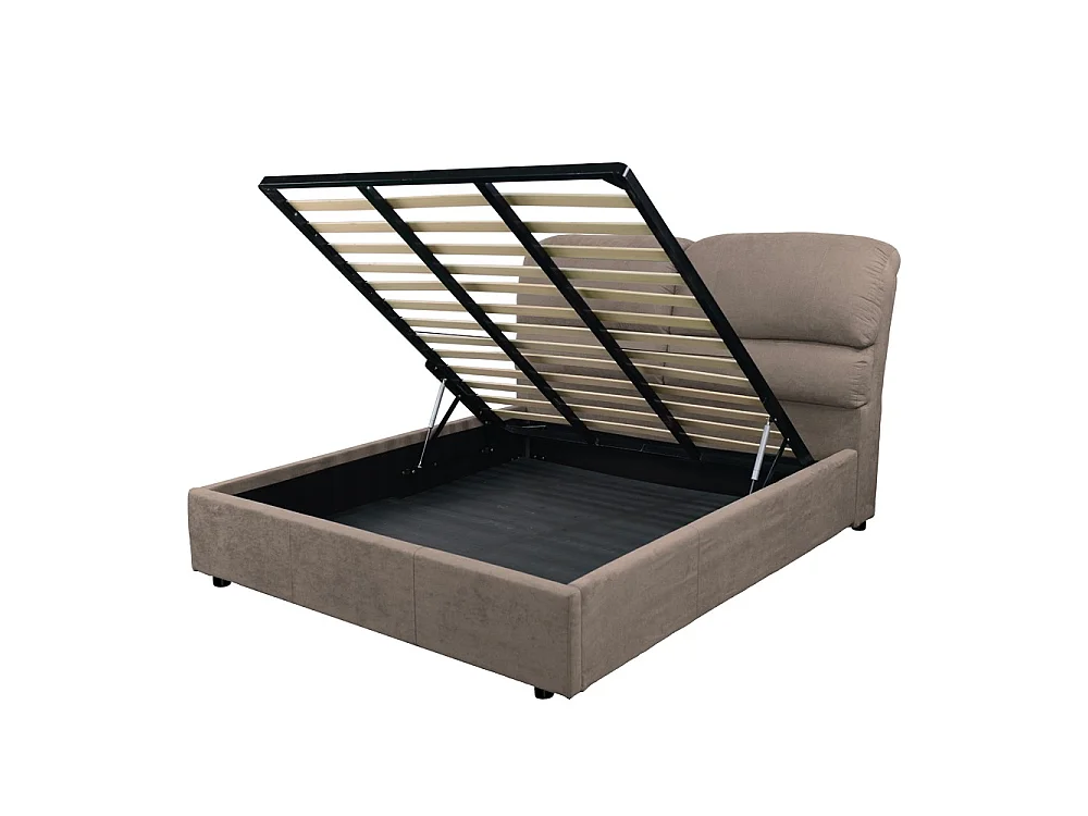 Letto matrimoniale contenitore Sofaback in tessuto tortora 178x222x120H