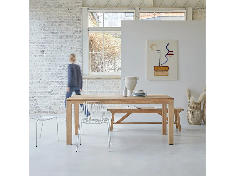 Tisch aus massivem Eichenholz ohne Knoten 180x90 Eden