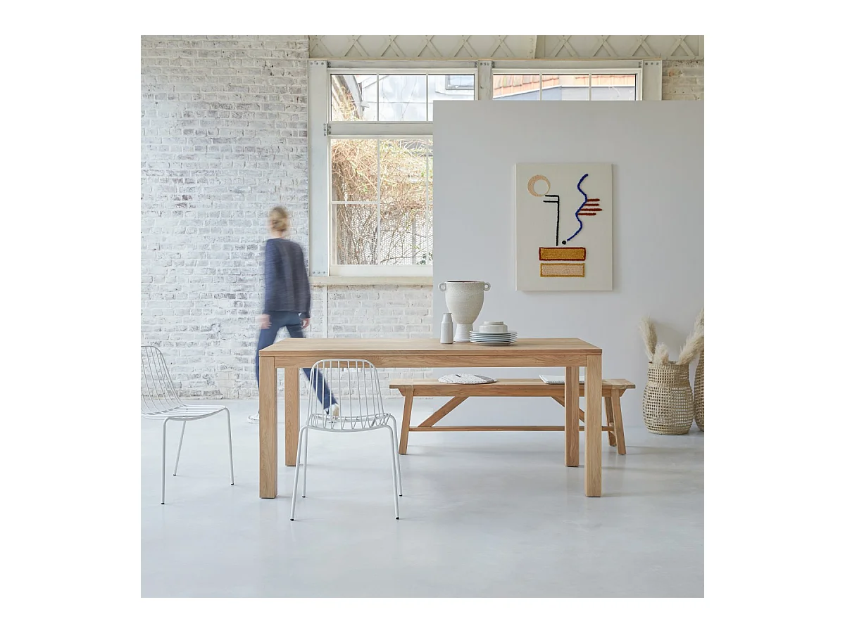 Tisch aus massivem Eichenholz ohne Knoten 180x90 Eden