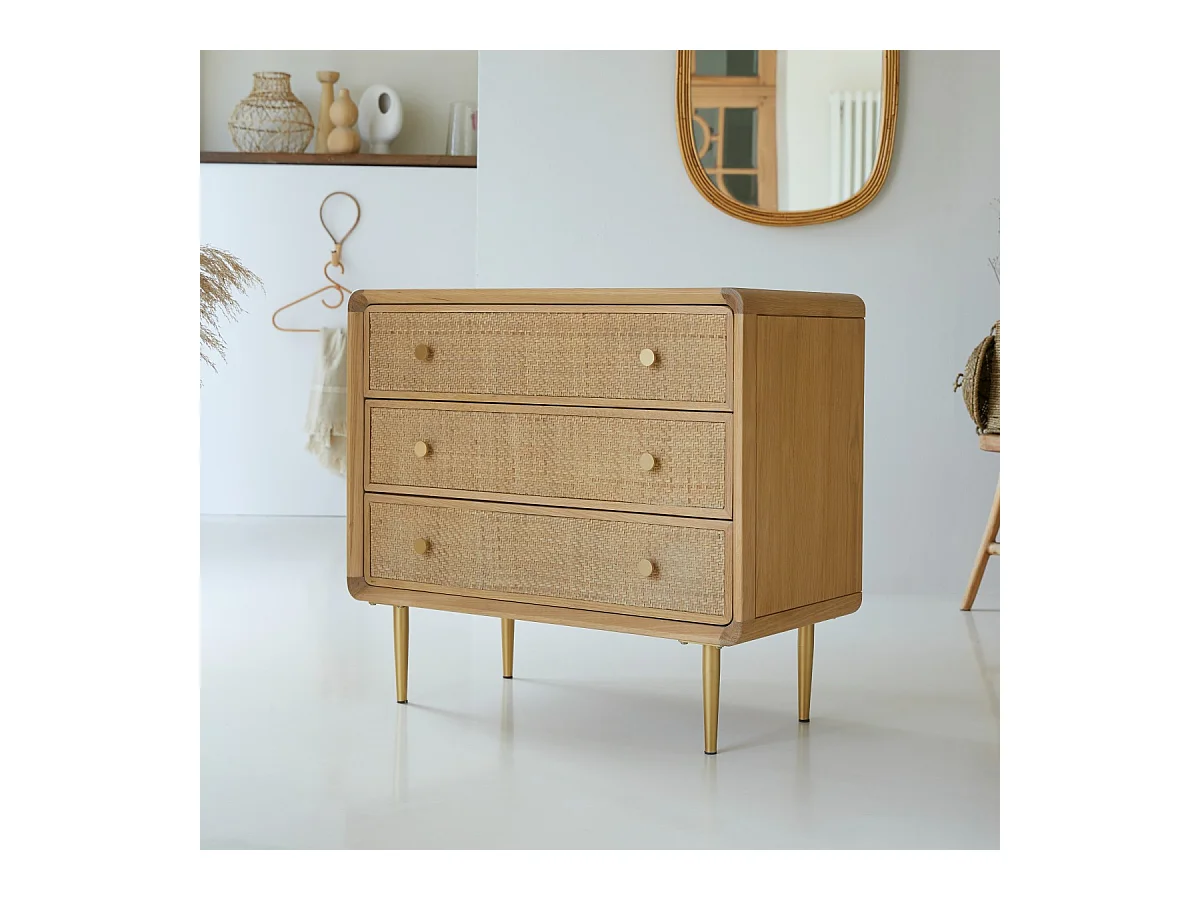 Kommode aus Eichenholz mit 3 Schubladen Côme