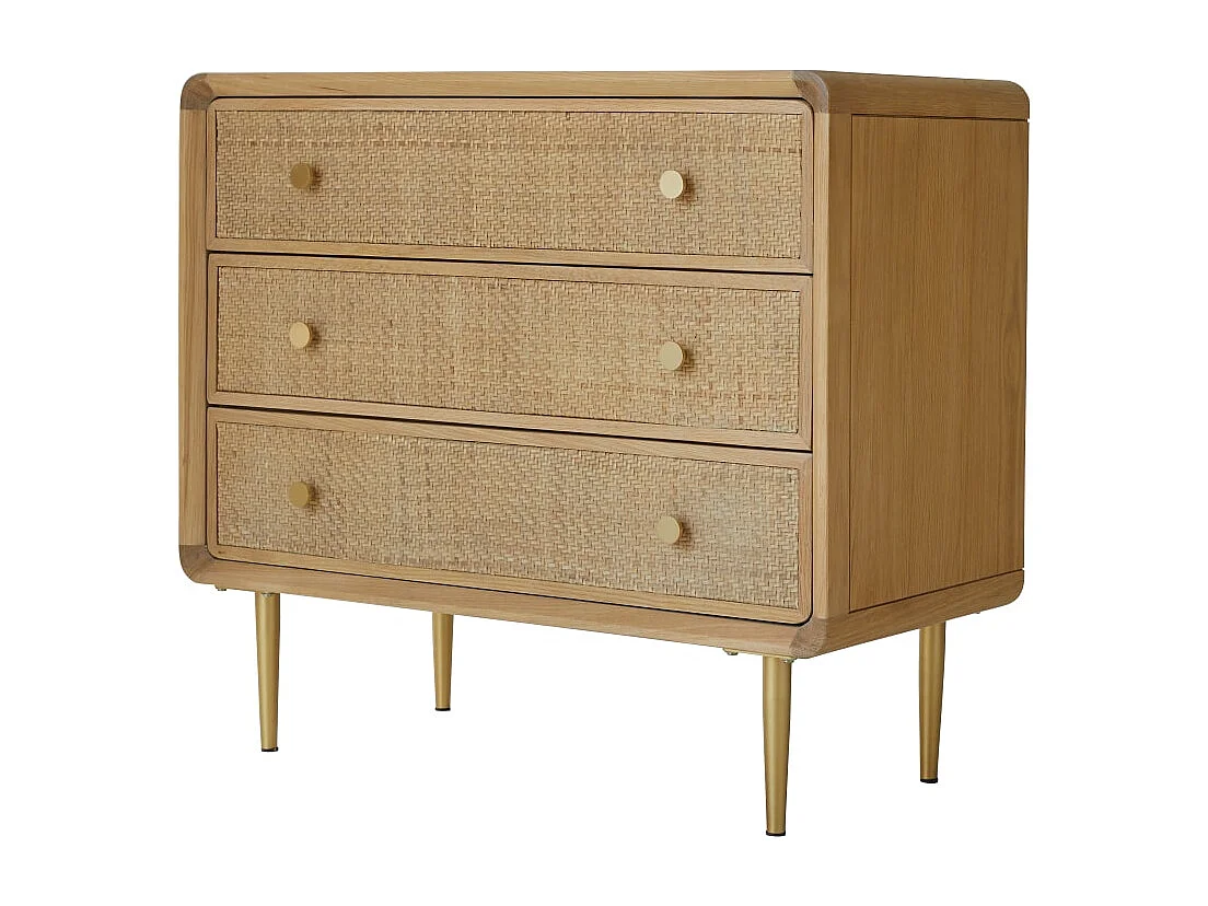 Cassettiera in legno di rovere a 3 cassetti Côme