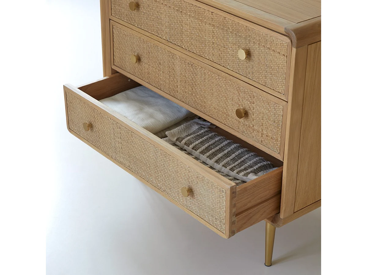 Cassettiera in legno di rovere a 3 cassetti Côme