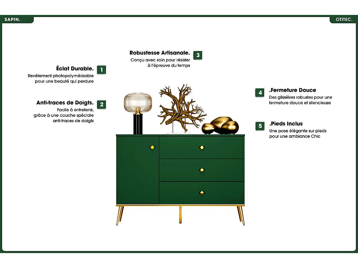 Commode - H.85 x L.120 x P.40 cm - SAPIN