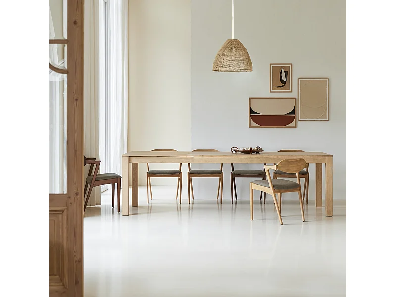 Table extensible en bois de chêne massif 6-10 pers 180x90 Eden