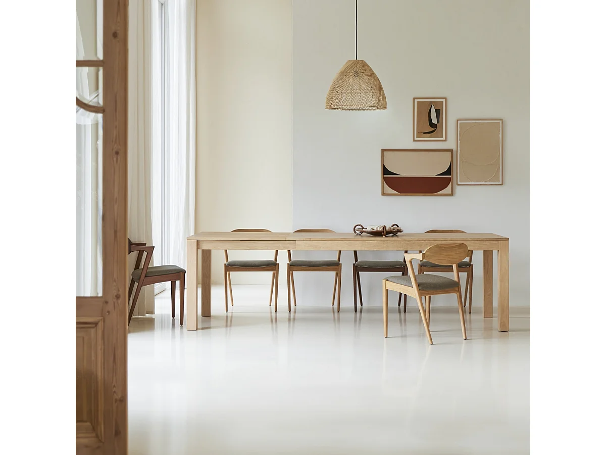 Table extensible en bois de chêne massif 6-10 pers 180x90 Eden