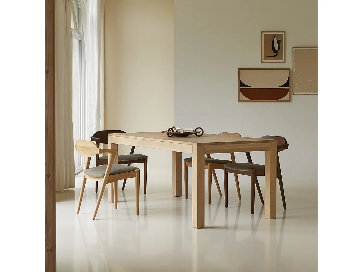 Table extensible en bois de chêne massif 6-10 pers 180x90 Eden