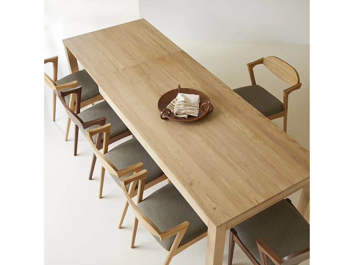 Table extensible en bois de chêne massif 6-10 pers 180x90 Eden