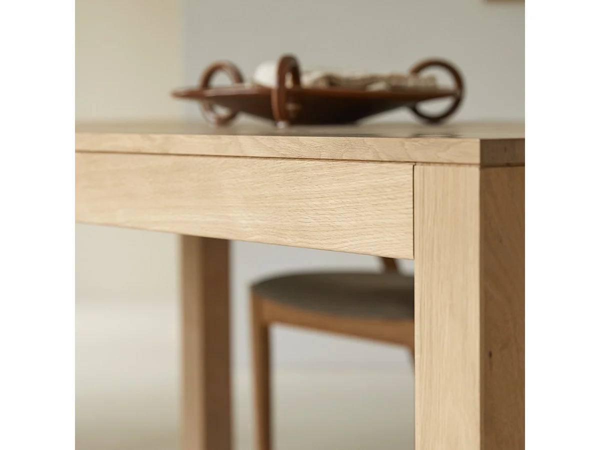 Table extensible en bois de chêne massif 6-10 pers 180x90 Eden