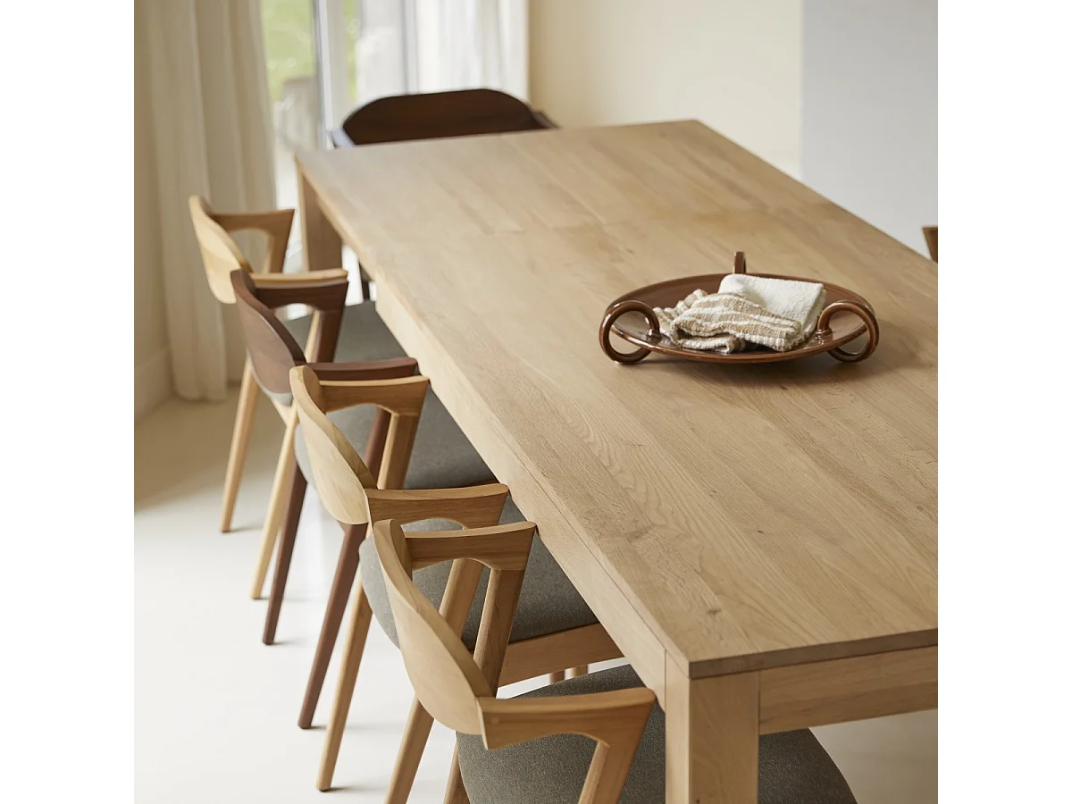 Table extensible en bois de chêne massif 6-10 pers 180x90 Eden