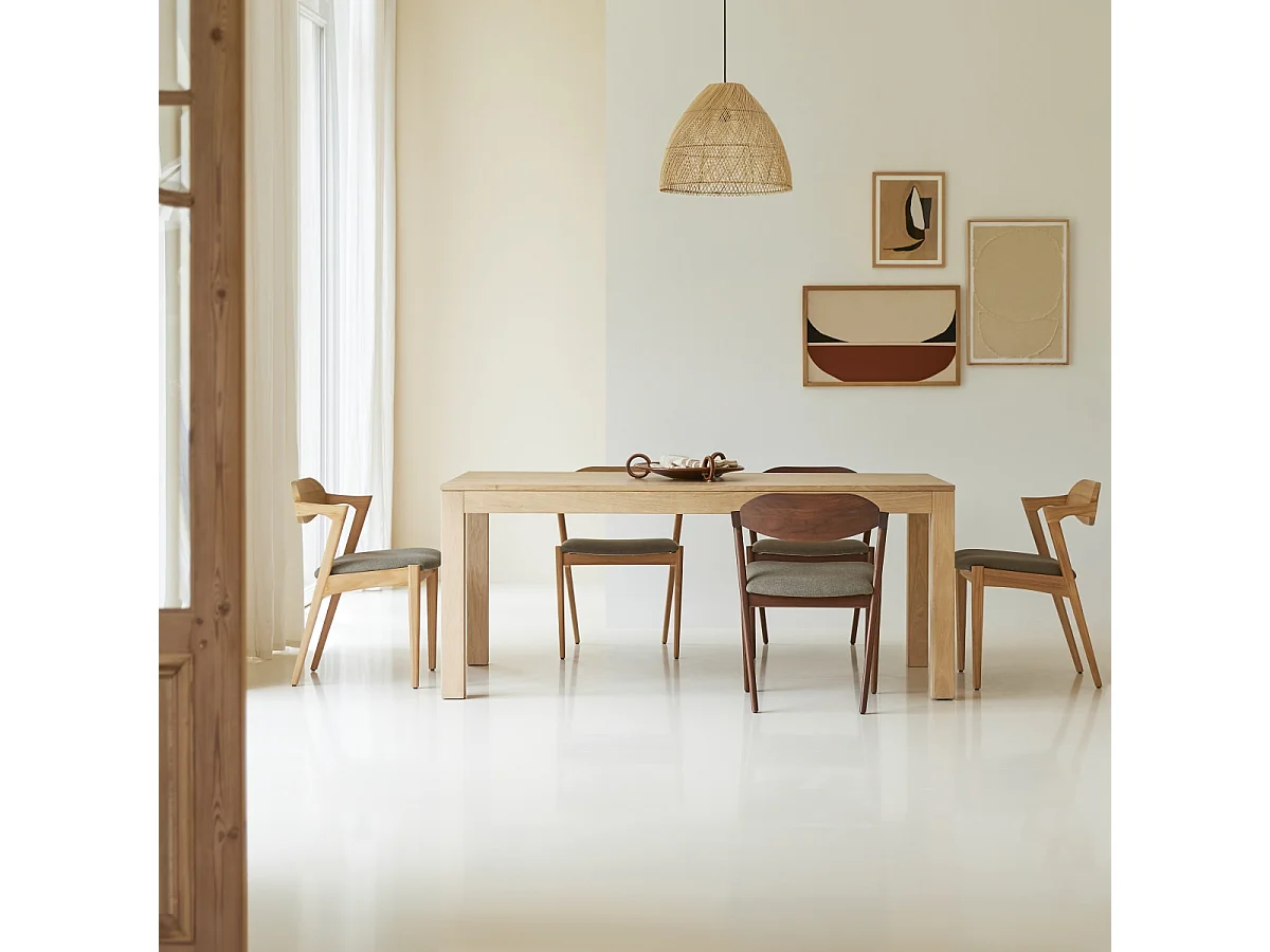 Table extensible en bois de chêne massif 6-10 pers 180x90 Eden