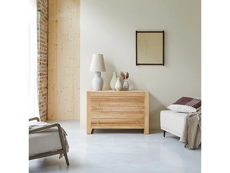 Cassettiera in legno di teak a 2 cassetti Minimalys