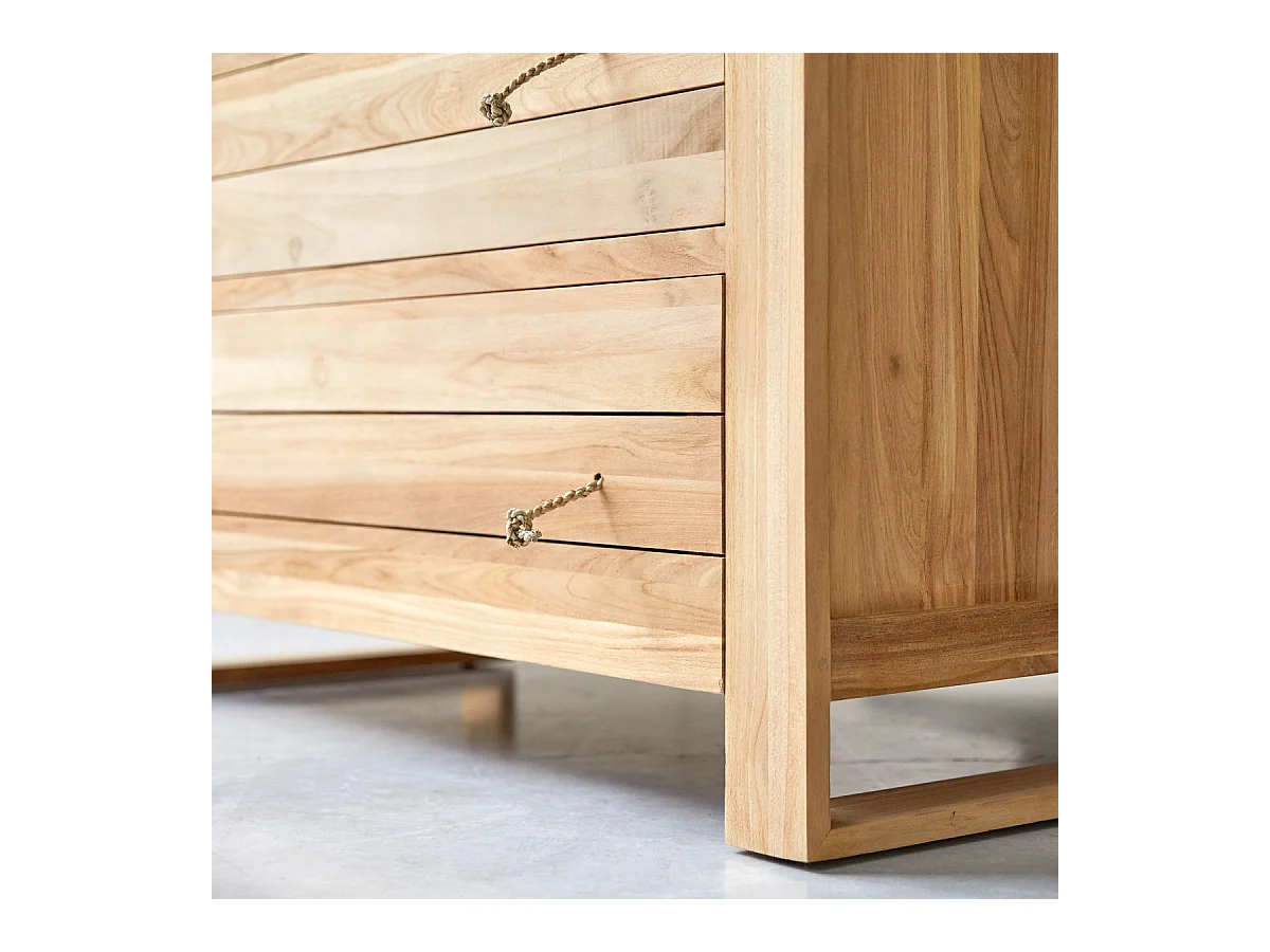 Commode de rangement en bois de teck 2 tiroirs Minimalys