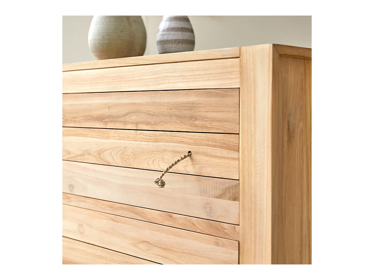 Commode de rangement en bois de teck 2 tiroirs Minimalys