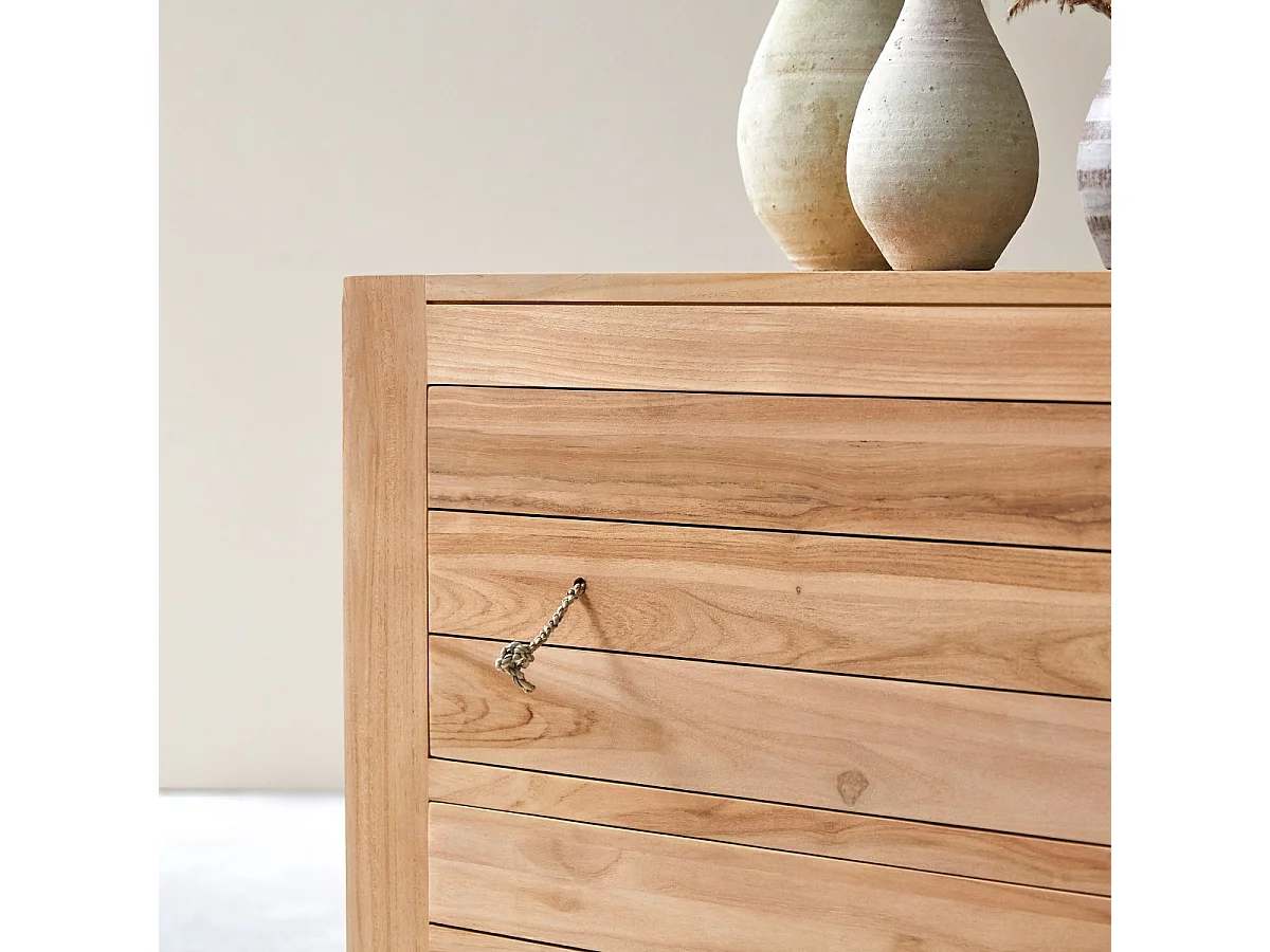 Commode de rangement en bois de teck 2 tiroirs Minimalys