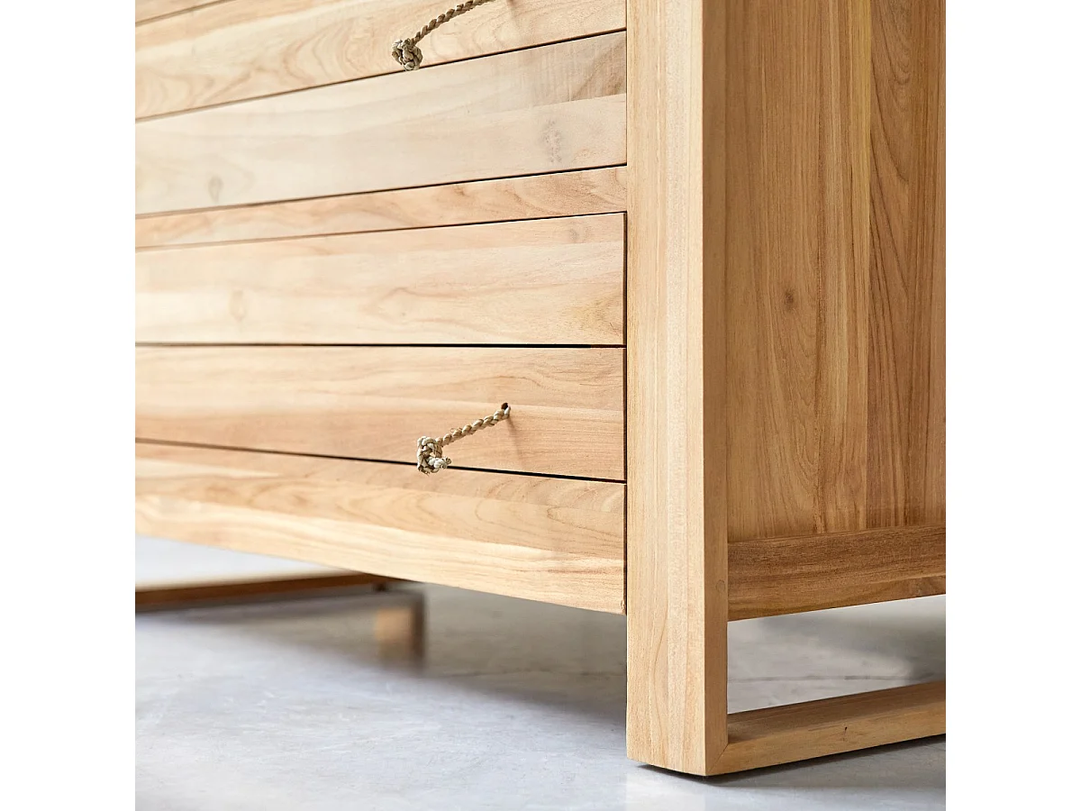 Commode de rangement en bois de teck 2 tiroirs Minimalys