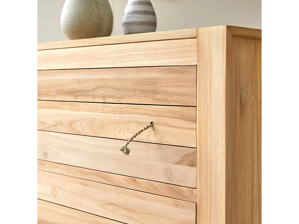 Commode de rangement en bois de teck 2 tiroirs Minimalys