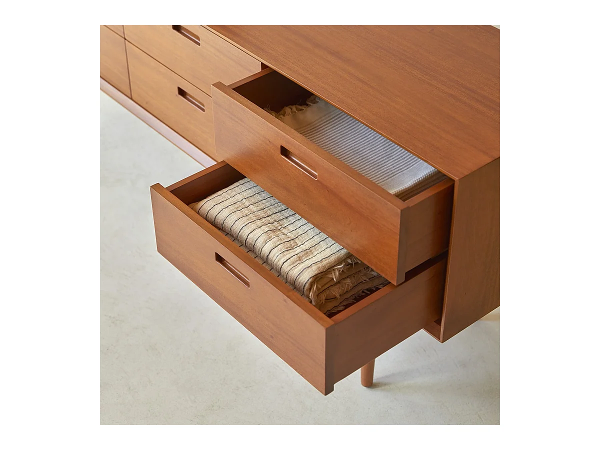 Kommode Sideboard aus massivem mahagonihol im 50ger Jahre Stil mit 8 Schubladen