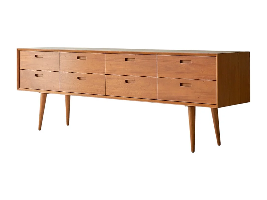 Kommode Sideboard aus massivem mahagonihol im 50ger Jahre Stil mit 8 Schubladen