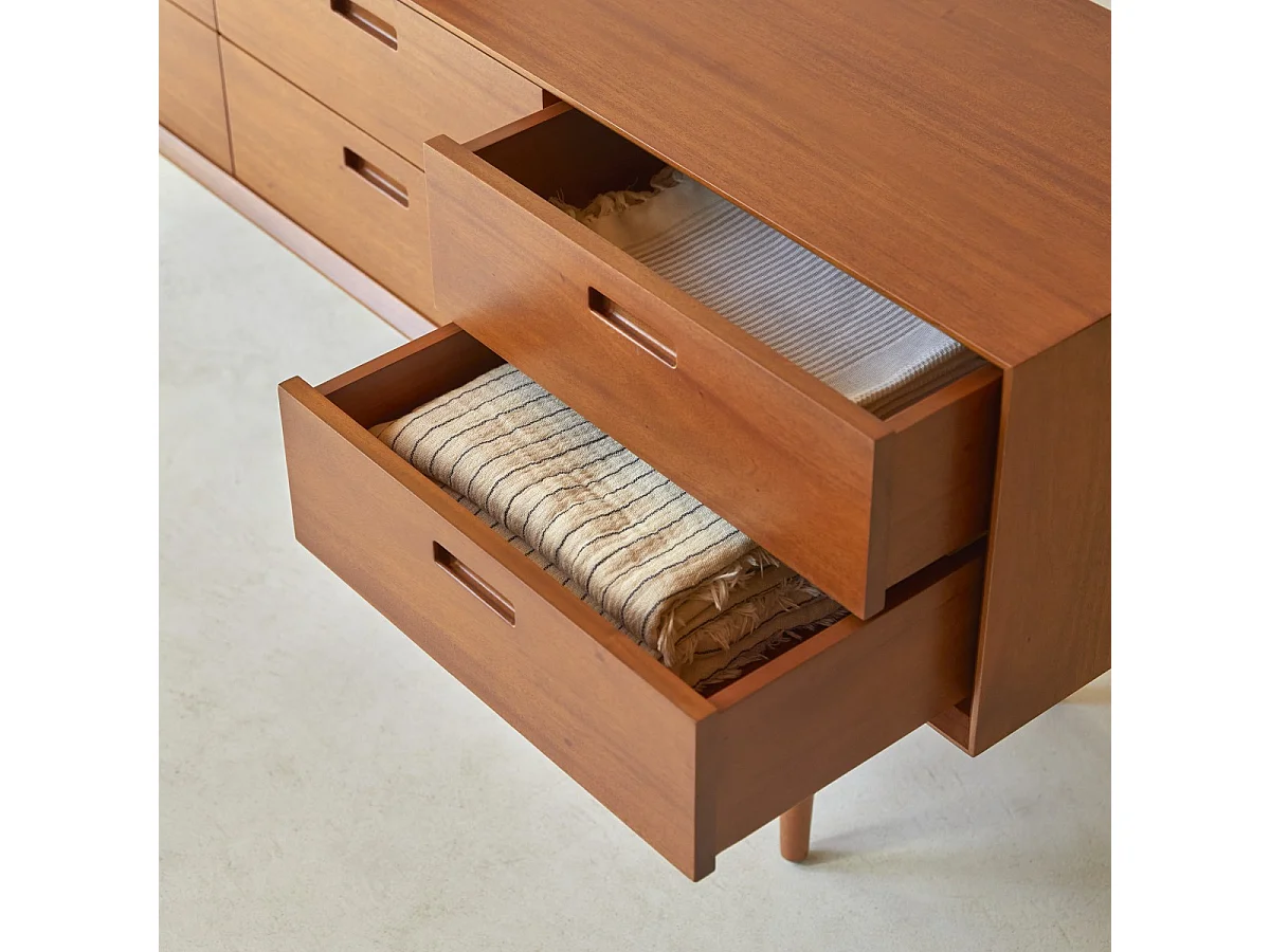 Cassettiera comò legno mogano massello 8 cassetti anni '50 Magda