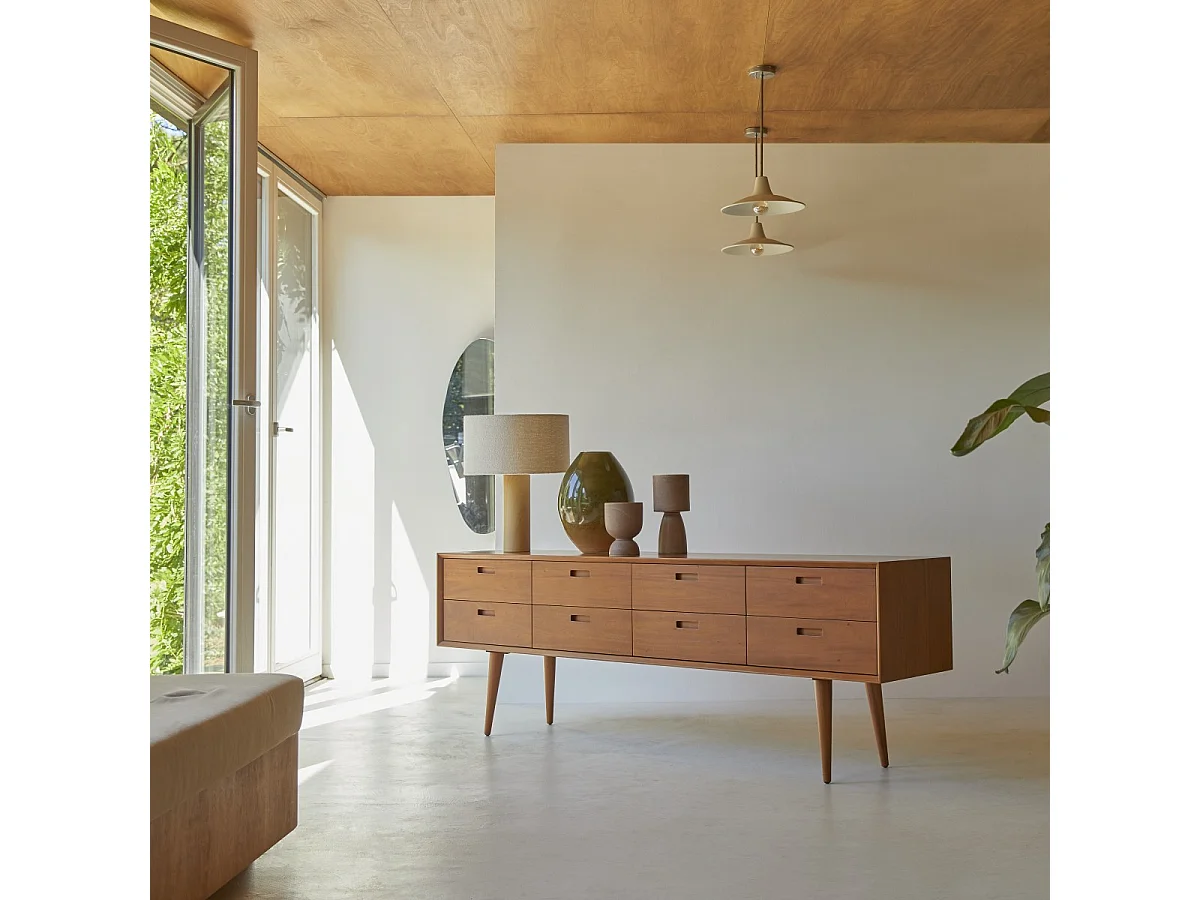 Cassettiera comò legno mogano massello 8 cassetti anni '50 Magda