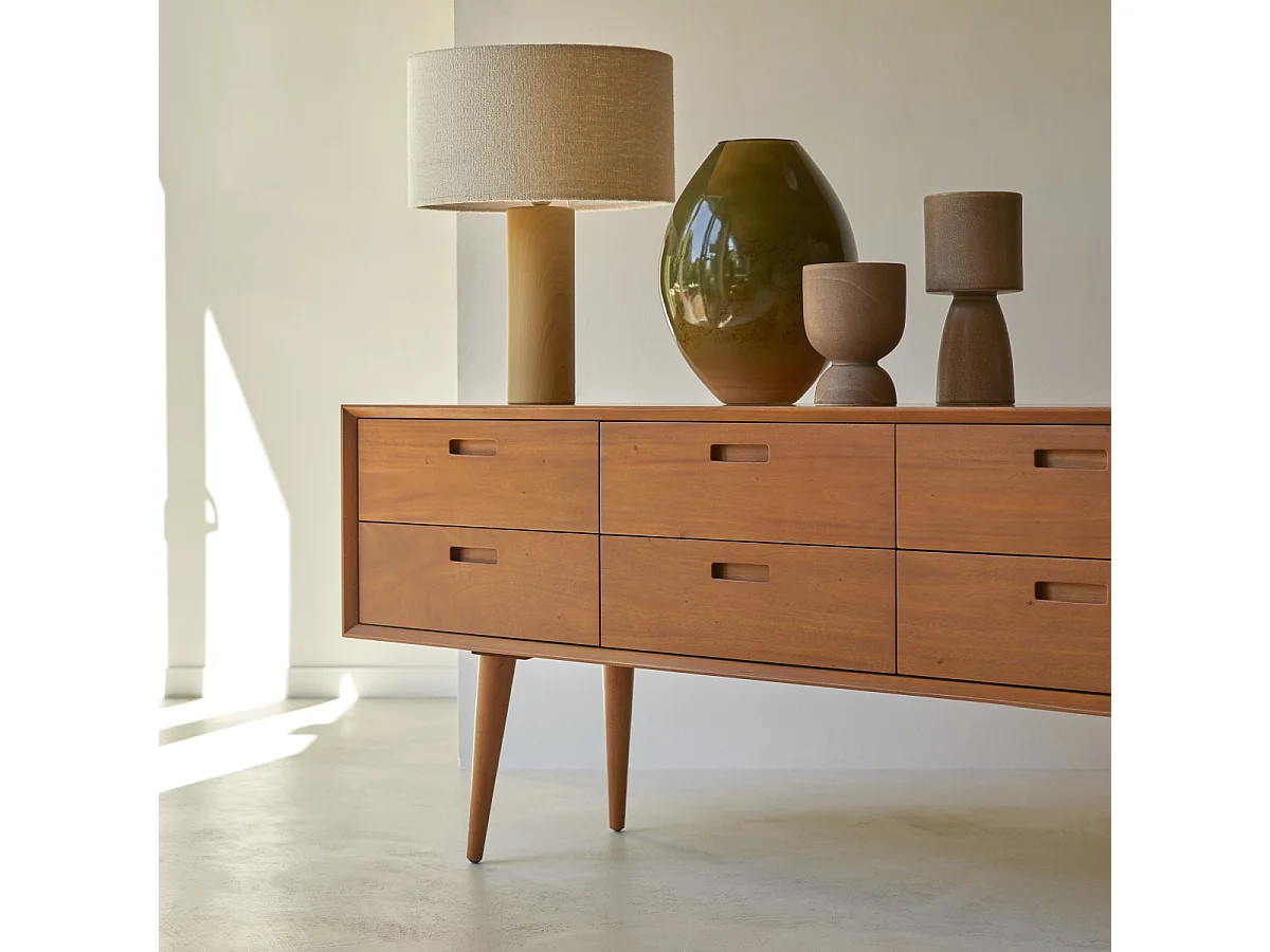 Cassettiera comò legno mogano massello 8 cassetti anni '50 Magda