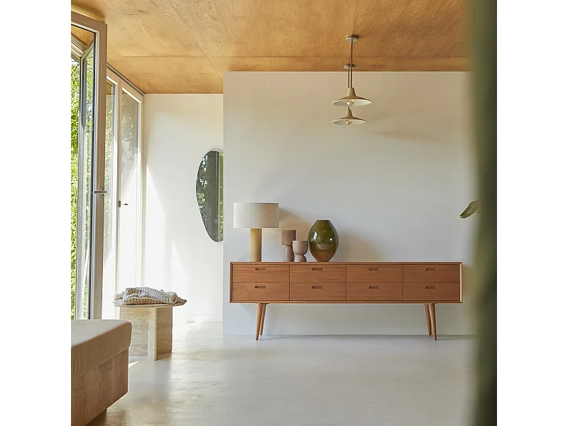 Cassettiera comò legno mogano massello 8 cassetti anni '50 Magda