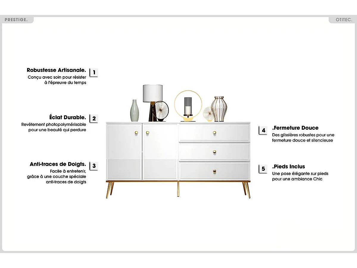 Commode - H.85 x L.160 x P.40 cm - PRESTIGE